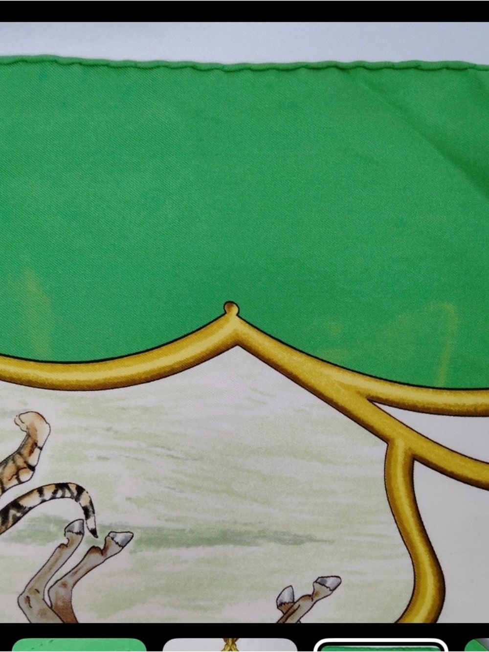 Hermes Scarf Silk Green White Equestrian Design 86 90 cm - Picture 8 of 12